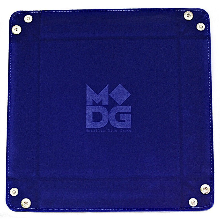 Folding Dice Tray: Velvet 10x10 Blue