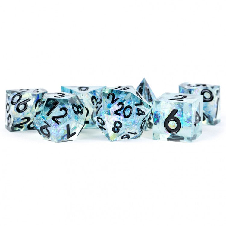 7-Set Polyhedral Sharp Edge Resin - Captured Frost