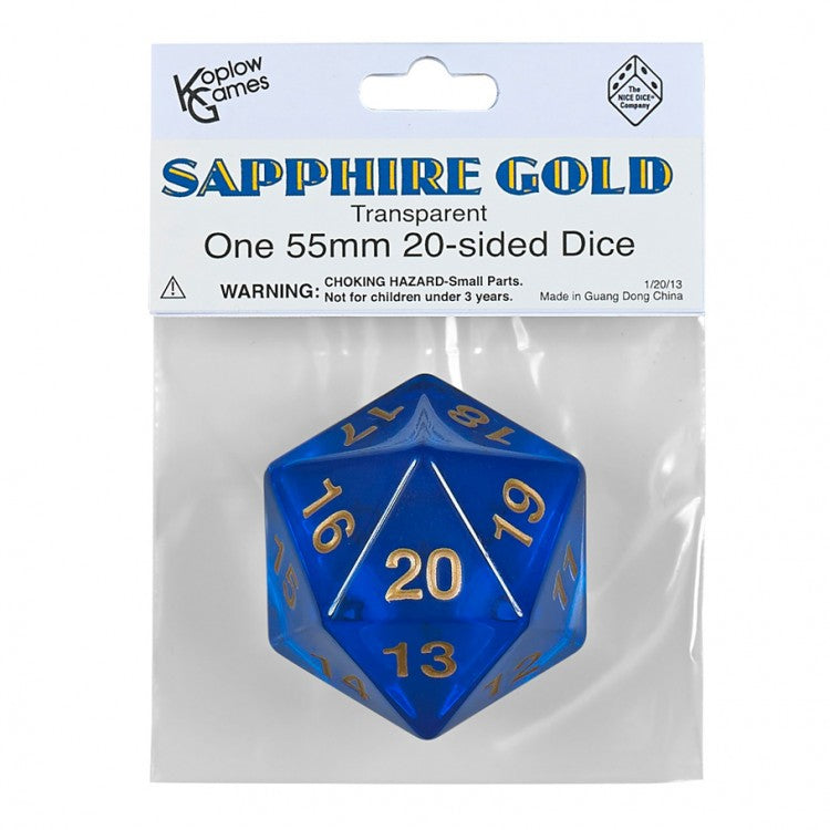Sapphire Gold Countdown Dice 55Mm D20