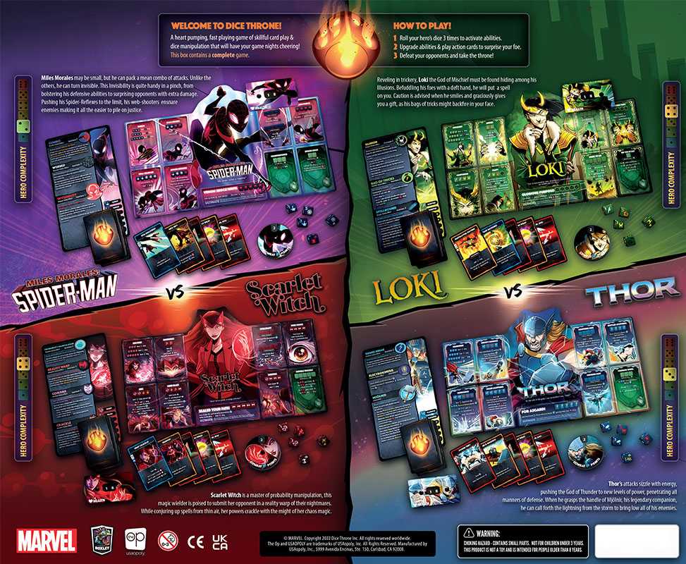 Dice Throne Marvel 2 - 4 Hero Box - Scarlet Witch, Thor, Loki, Spider-Man