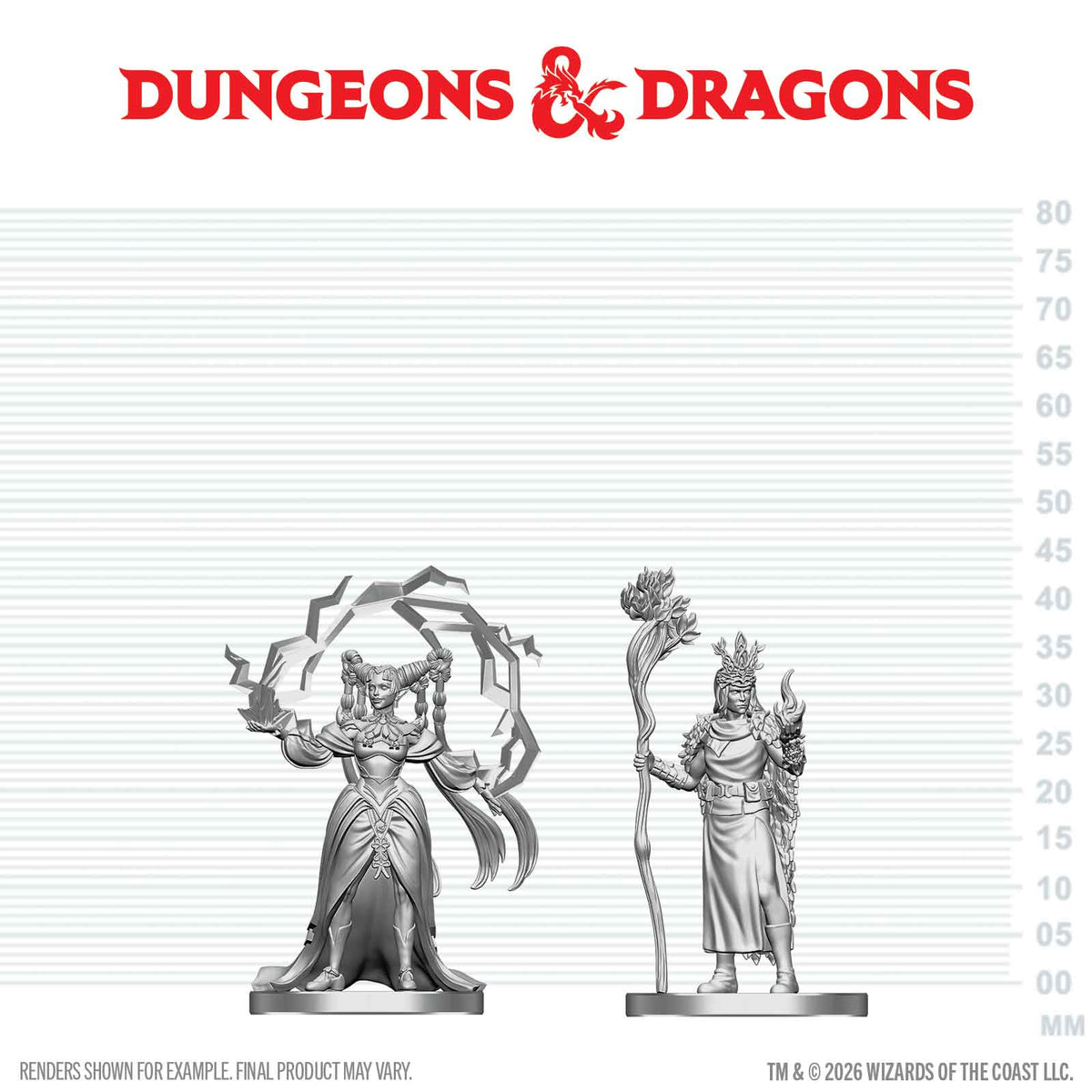 DND NOLZUR'S MARVELOUS UNPAINTED MINIATURES HUMAN DRUID & ELF SORCERER