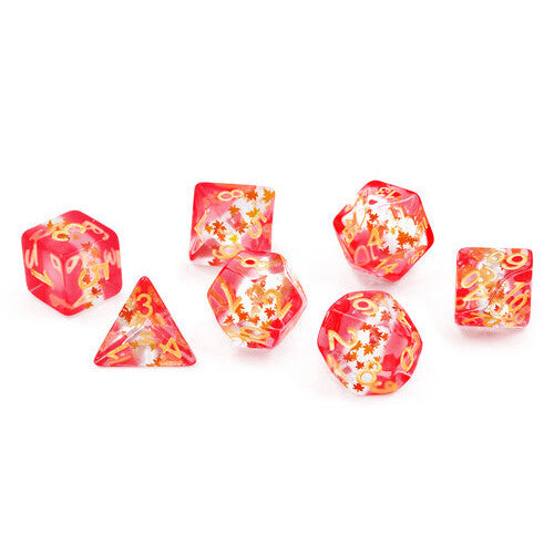 7ct Semi-Translucent Poly Dice Set - Maple Leaf