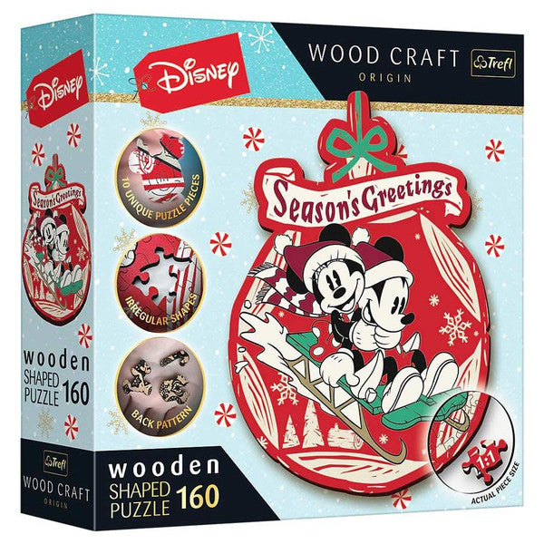 Puzzle: Disney Xmas Mickey Wooden Shape 160 Piece